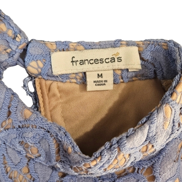 Francesca's Periwinkle Blue Lace Open Back Tea Dress - Picture 6 of 8